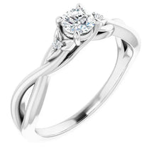 Afbeelding in Gallery-weergave laden, Echt Diamantring Met Gedraaide Schacht 1,40 Karaat Witgoud 14K