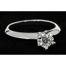 Afbeelding in Gallery-weergave laden, Echt Diamond Solitaire Ronde Belofte Ring 1 Karaat Witgoud 14K