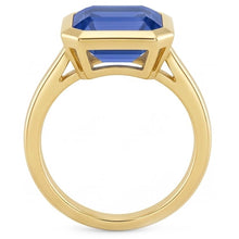 Afbeelding in Gallery-weergave laden, Echte 2 karaat Emerald Solitaire Ceylon Sapphire Bezel Set Ring Geel Goud
