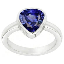 Afbeelding in Gallery-weergave laden, Echte Blauwe saffier Solitaire triljoen vormige ring bezel set 2 karaat