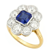 Afbeelding in Gallery-weergave laden, Echte Diamant Halo Saffier Ring Bezel Set Asscher Snijbloem Stijl 4 karaat