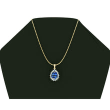 Afbeelding in Gallery-weergave laden, Echte Druppelvormige Blauwe Saffier Hanger Met Diamanten
