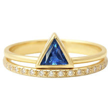 Afbeelding in Gallery-weergave laden, Echte Edelsteen Ring Triljoen Bezel Set Blauwe Saffier 1 Karaat Diamanten Goud