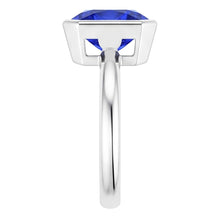 Afbeelding in Gallery-weergave laden, Echte Edelsteen Solitaire Ring Kussen Bezel Set Blauwe Saffier 1,50 Karaat
