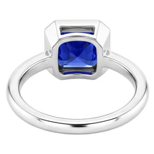 Afbeelding in Gallery-weergave laden, Echte Edelsteen Solitaire Ring Kussen Bezel Set Blauwe Saffier 1,50 Karaat