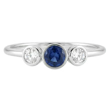 Afbeelding in Gallery-weergave laden, Echte Gouden Edelsteen Ring Bezel Set Diamanten & Saffier 3 Steen 1,50 Karaat