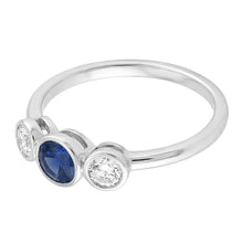 Afbeelding in Gallery-weergave laden, Echte Gouden Edelsteen Ring Bezel Set Diamanten & Saffier 3 Steen 1,50 Karaat