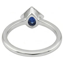 Afbeelding in Gallery-weergave laden, Echte Halo Verlovingsring Triljoen Bezel Set Ceylon Sapphire 0,50 karaat