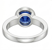 Afbeelding in Gallery-weergave laden, Echte Heren Solitaire Ring Bezel Set Ronde Blauwe Saffier 2 karaat Dikke Schacht