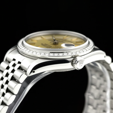 Afbeelding in Gallery-weergave laden, Echte Roestvrij staal Datumjust Champagne Stok wijzerplaat Rolex dameshorloge jubileum