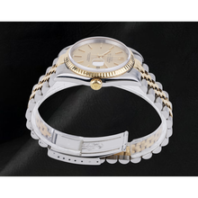 Afbeelding in Gallery-weergave laden, Echte Rolex herenhorloge ivoorkleurige wijzerplaat datumjust tweekleurig goud en roestvrij staal ...