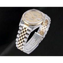 Afbeelding in Gallery-weergave laden, Echte Rolex herenhorloge ivoorkleurige wijzerplaat datumjust tweekleurig goud en roestvrij staal ...