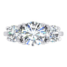 Afbeelding in Gallery-weergave laden, Echte Ronde Diamant Drie Stenen Ring