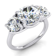 Afbeelding in Gallery-weergave laden, Echte Ronde Diamant Drie Stenen Ring