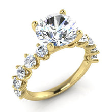 Afbeelding in Gallery-weergave laden, Echte Ronde Diamant Ring Met Accenten Geel Goud