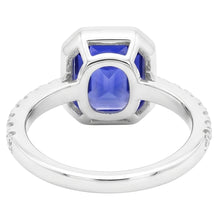 Afbeelding in Gallery-weergave laden, Echte Ronde Diamond Ceylon Sapphire Ring Bezel Set 4 Karaat Pave Set Accenten
