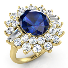 Afbeelding in Gallery-weergave laden, Echte Saffier En Diamant Cocktail Ring