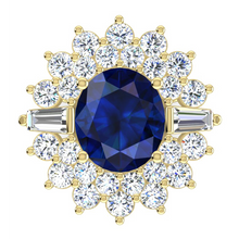 Afbeelding in Gallery-weergave laden, Echte Saffier En Diamant Cocktail Ring
