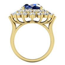 Afbeelding in Gallery-weergave laden, Echte Saffier En Diamant Cocktail Ring