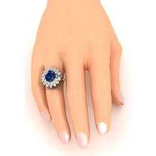 Afbeelding in Gallery-weergave laden, Echte Saffier En Diamant Cocktail Ring