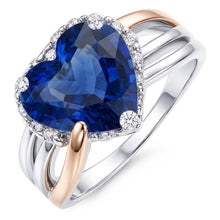 Afbeelding in Gallery-weergave laden, Echte Saffier Ring 4 Karaat - Bicolor Goud