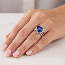 Afbeelding in Gallery-weergave laden, Echte Saffier Ring 4 Karaat - Bicolor Goud