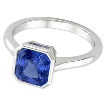 Afbeelding in Gallery-weergave laden, Echte Solitaire 1-karaats bezelset voor dames, natuurlijke blauwe saffierring