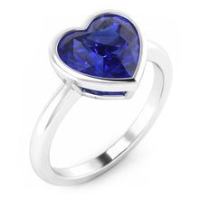Afbeelding in Gallery-weergave laden, Echte Solitaire Ring Hart Bezel Set Sri Lankaanse Saffier 2 Karaat Goud