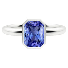 Afbeelding in Gallery-weergave laden, Echte Solitaire Ring Stralende Bezel Set Natuurlijke Blauwe Saffier 1,50 Karaat