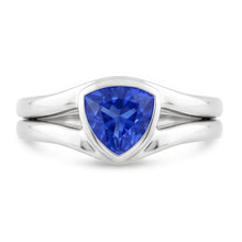Afbeelding in Gallery-weergave laden, Echte Solitaire trouwring set biljoen saffier 1,50 karaat bezel set