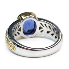Afbeelding in Gallery-weergave laden, Echte Tweekleurige Solitaire Tanzanite Ring Kussen Bezel Set 5,50 Karaat