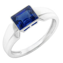Afbeelding in Gallery-weergave laden, Echte 2 karaats Solitaire Damesring Prinses Ceylon Sapphire Bezel Set