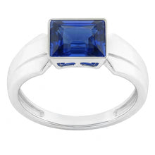 Afbeelding in Gallery-weergave laden, Echte 2 karaats Solitaire Damesring Prinses Ceylon Sapphire Bezel Set