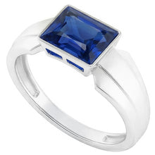 Afbeelding in Gallery-weergave laden, Echte 2 karaats Solitaire Damesring Prinses Ceylon Sapphire Bezel Set