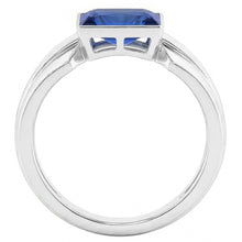 Afbeelding in Gallery-weergave laden, Echte 2 karaats Solitaire Damesring Prinses Ceylon Sapphire Bezel Set