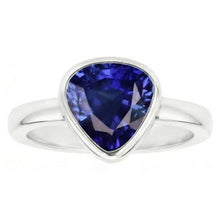 Afbeelding in Gallery-weergave laden, Echte Blauwe saffier Solitaire triljoen vormige ring bezel set 2 karaat