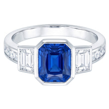Afbeelding in Gallery-weergave laden, Edelsteen Bezel Set Stralende Saffier Ring Diamanten Sieraden 2,50 Karaat