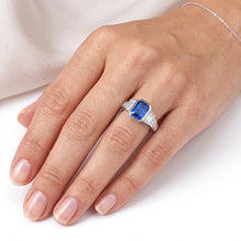 Afbeelding in Gallery-weergave laden, Edelsteen Bezel Set Stralende Saffier Ring Diamanten Sieraden 2,50 Karaat