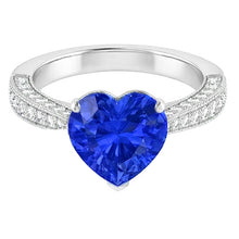 Afbeelding in Gallery-weergave laden, Edelsteen Blauwe Saffier Ring 4 Karaat Meerdere Rij Pave Diamanten