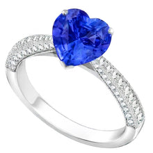 Afbeelding in Gallery-weergave laden, Edelsteen Blauwe Saffier Ring 4 Karaat Meerdere Rij Pave Diamanten