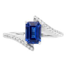 Afbeelding in Gallery-weergave laden, Edelsteen Blauwe Saffier Ring Pave Set Accenten Spanning Stijl 2,50 Karaat