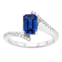 Afbeelding in Gallery-weergave laden, Edelsteen Blauwe Saffier Ring Pave Set Accenten Spanning Stijl 2,50 Karaat