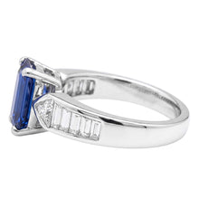 Afbeelding in Gallery-weergave laden, Edelsteen Blauwe Saffier Ring Triljoen & Baguettes Geaccentueerd 3.50 Karaat