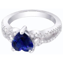Afbeelding in Gallery-weergave laden, echte round saffier 4.50karaat ring close-up detail