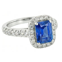 Afbeelding in Gallery-weergave laden, Edelsteen Halo Sapphire Ring 2.50 karaat mantel Set Natuurlijke echte diamant ( niet in het laboratorium gekweekt )en sieraden