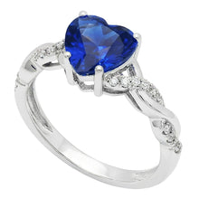 Afbeelding in Gallery-weergave laden, Edelsteen Hart Blauwe Saffier Ring Gedraaide Stijl 3.50 Karaat Diamanten
