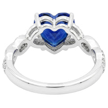 Afbeelding in Gallery-weergave laden, Edelsteen Hart Blauwe Saffier Ring Gedraaide Stijl 3.50 Karaat Diamanten