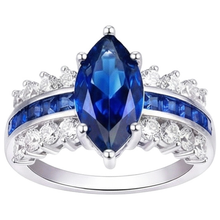 Afbeelding in Gallery-weergave laden, Ring met Markies & Princess Geslepen Blauwe Saffier, Natuurlijke uit de aarde gewonnen Diamant, 6.50 Karaat