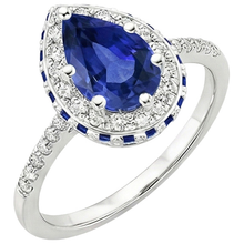 Afbeelding in Gallery-weergave laden, Edelsteen Natuurlijke uit de aarde gewonnen Diamanten Verlovingsring Halo Peervormige Blauwe Saffier 6 Karaat