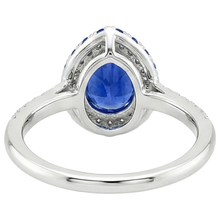 Afbeelding in Gallery-weergave laden, Edelsteen Natuurlijke uit de aarde gewonnen Diamanten Verlovingsring Halo Peervormige Blauwe Saffier 6 Karaat